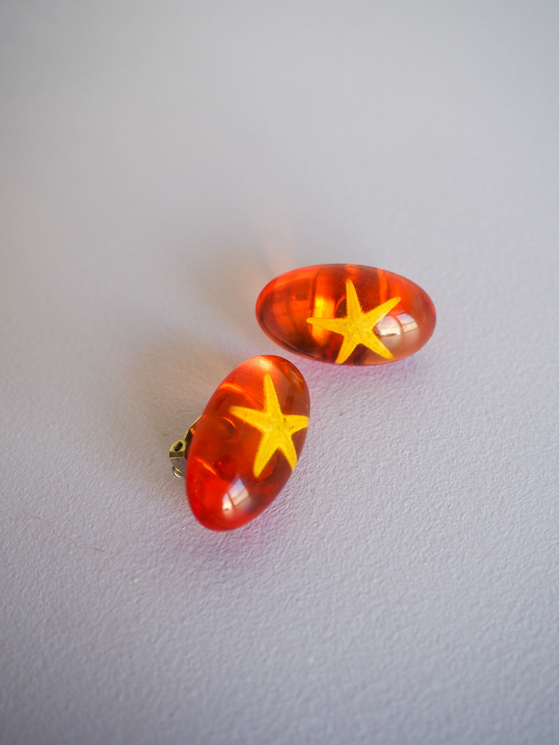 Boucles d'oreilles en résine et véritables étoiles de mer