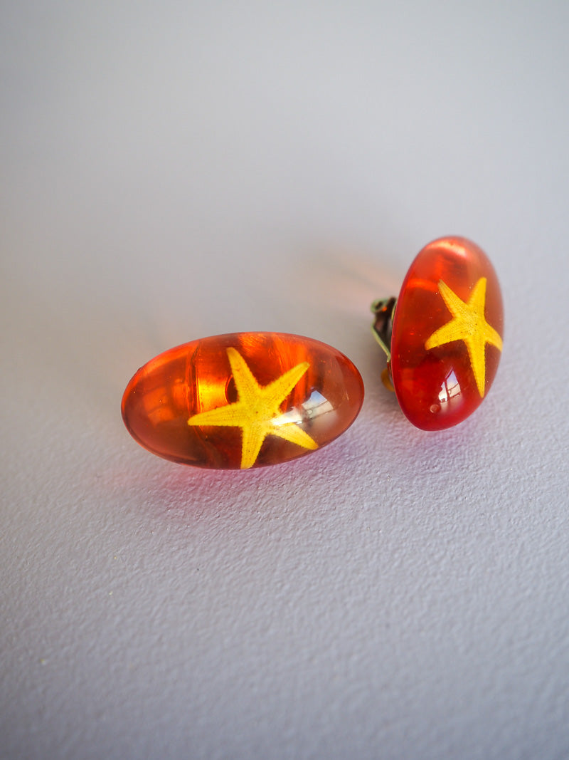 Boucles d'oreilles en résine et véritables étoiles de mer