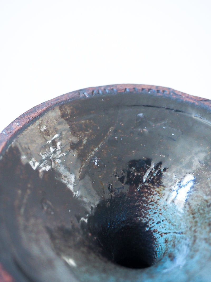 Bougeoir vintage Vallauris signé Ferraro en céramique émaillée