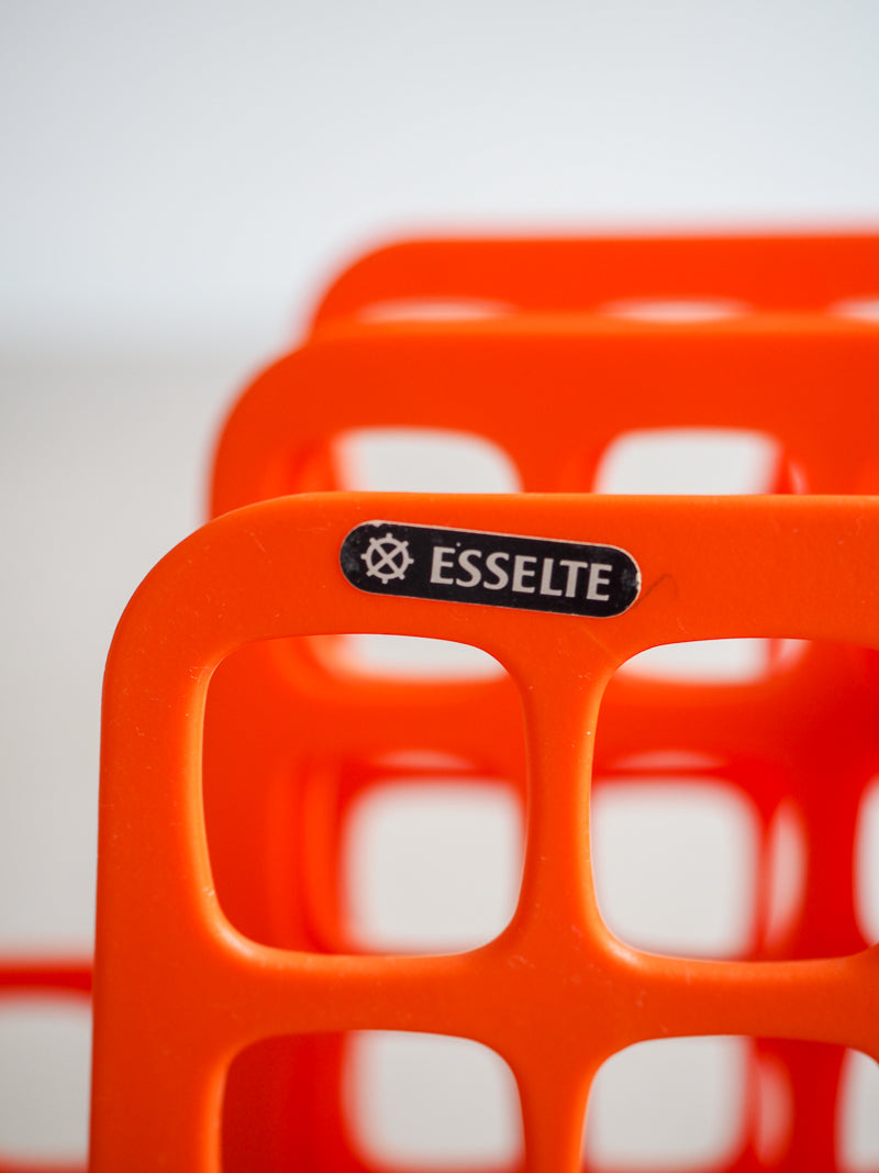 2 range-revues vintages en plastique orange Esselte