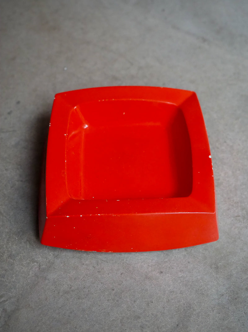 Grand cendrier vintage en céramique rouge – Proceram