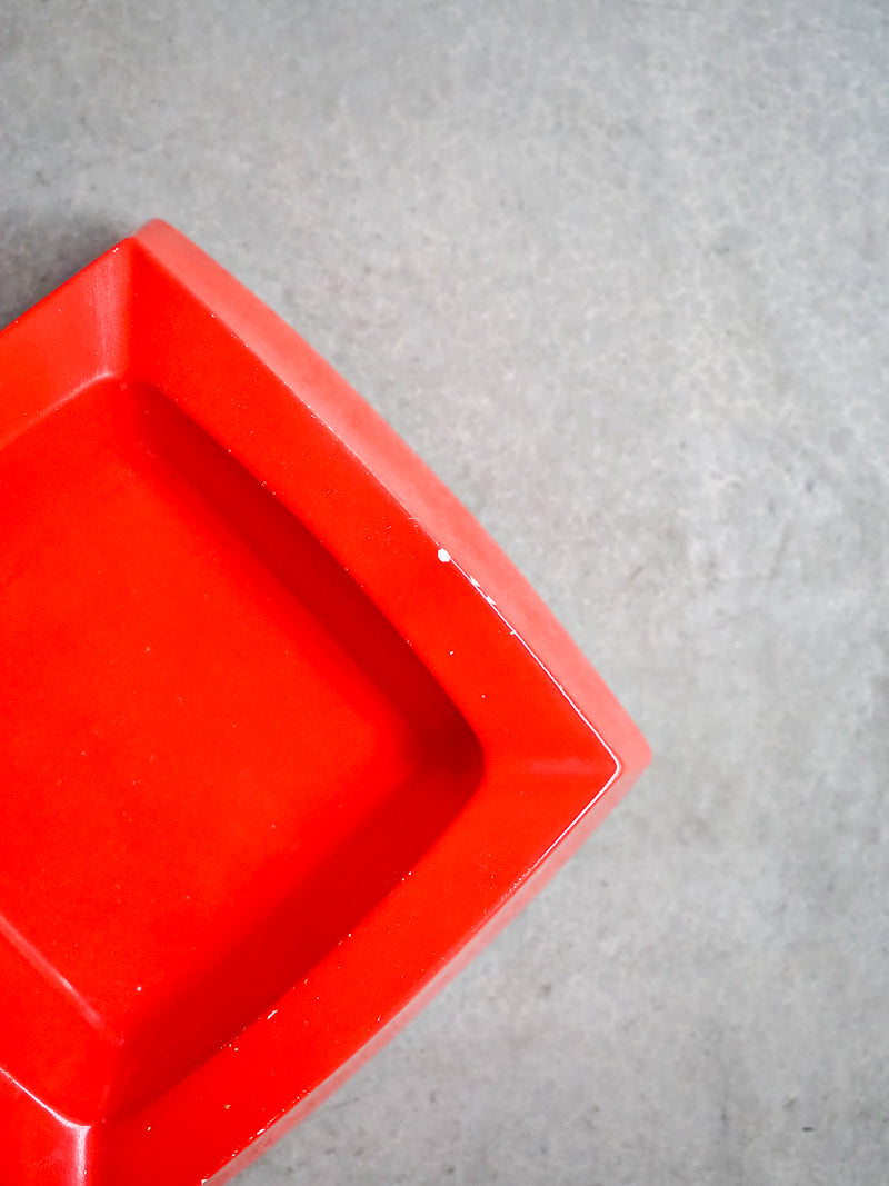 Grand cendrier vintage en céramique rouge – Proceram