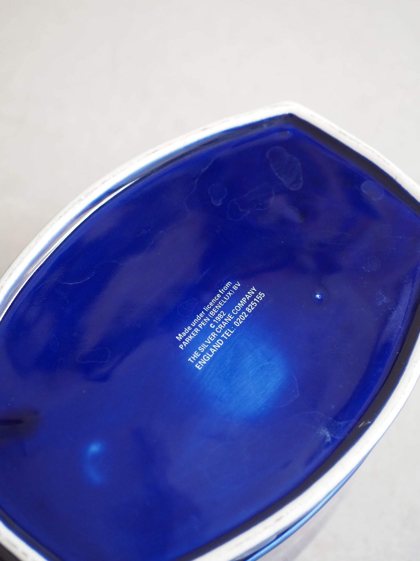 Grand Pot Publicitaire Parker des Années 80 en Porcelaine