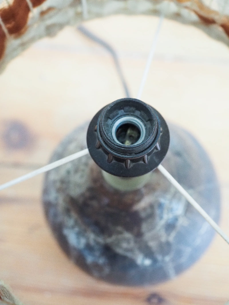 🍂 Lampe en Céramique Artisanale - abat-jour en laine vintage