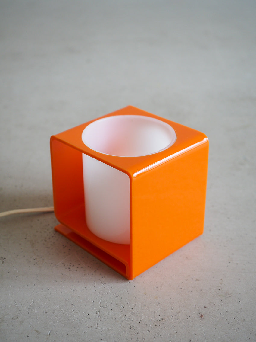 Lampe cube plastique orange vintage