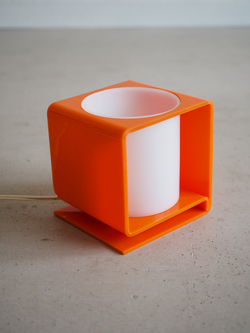 Lampe cube plastique orange vintage