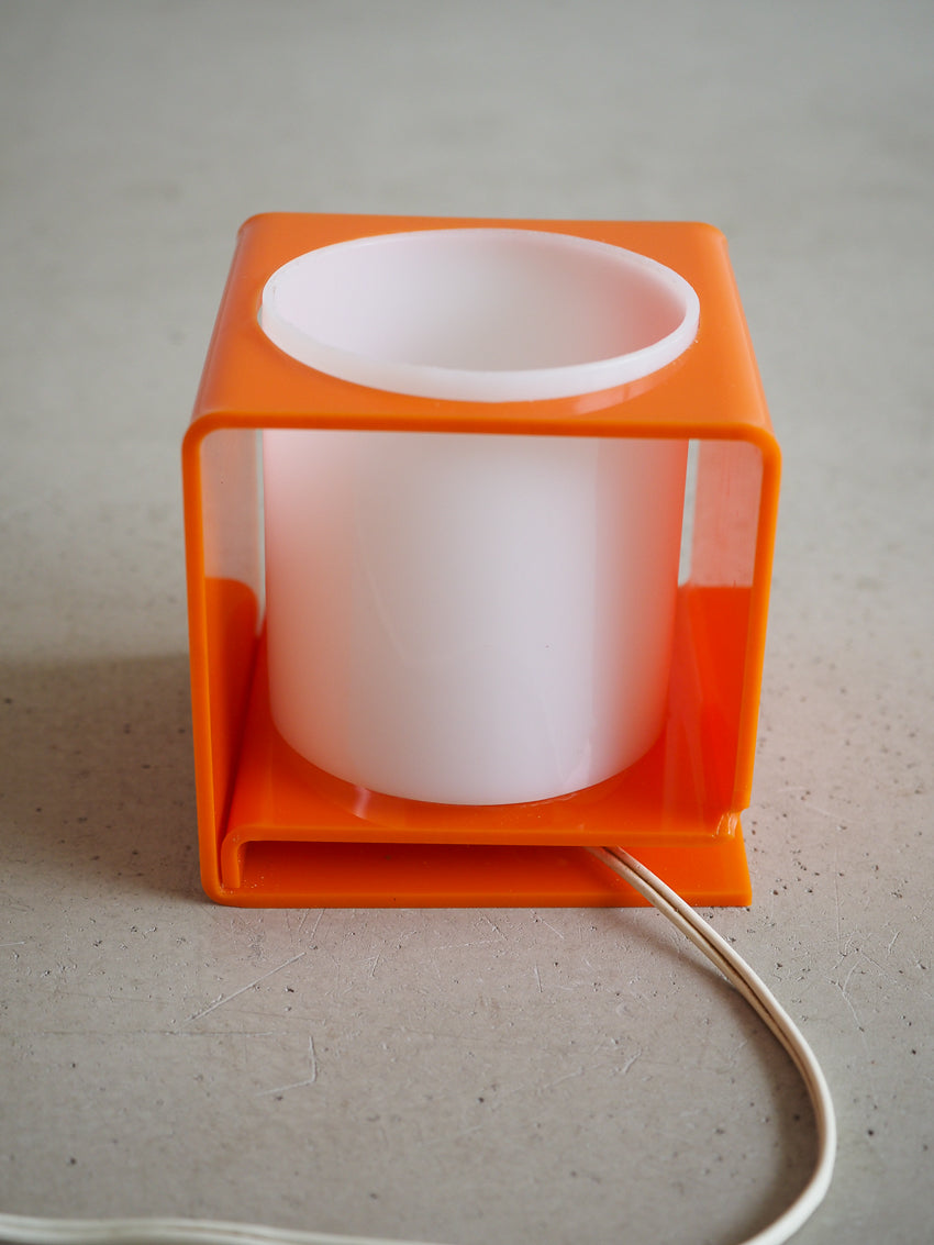 Lampe cube plastique orange vintage