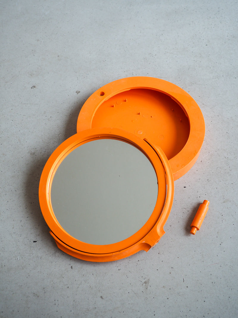 Miroir rond à poser en plastique orange
