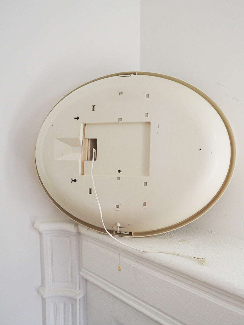 Grand miroir inclinable oval en plastique vintage retro lumineux