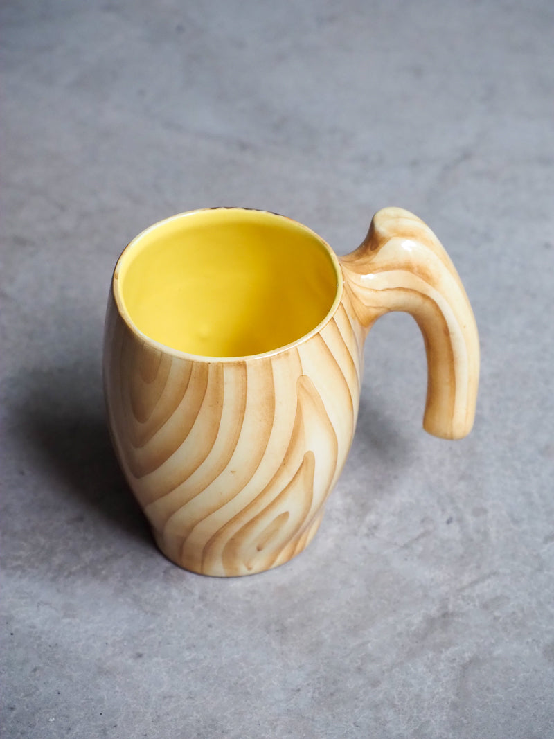 Grand mug / tasse vintage – Style Vallauris Grandjean-Jourdan – Imitation bois