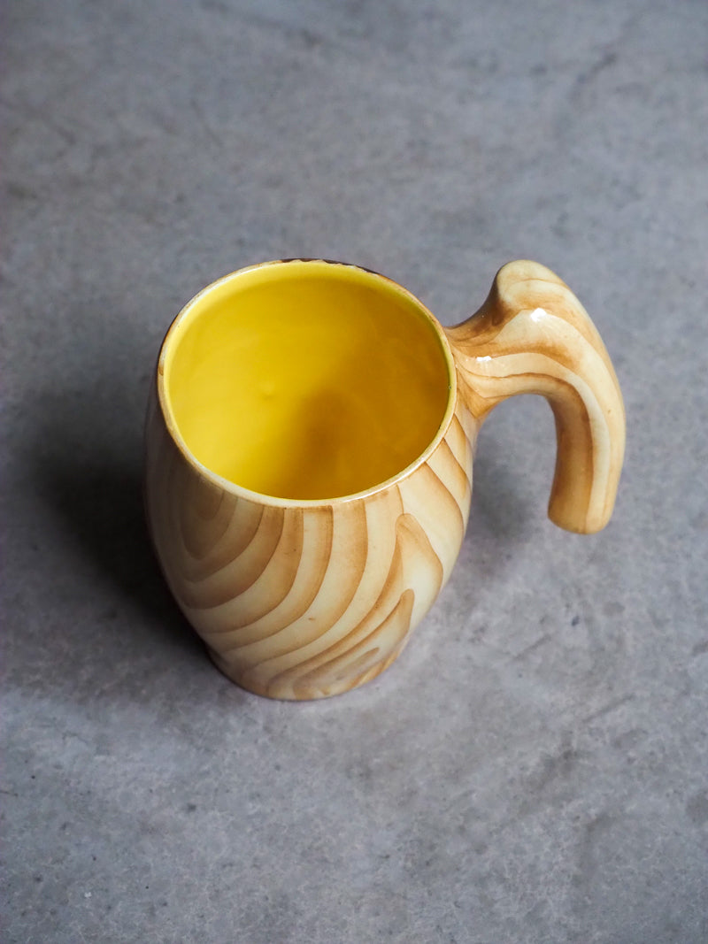 Grand mug / tasse vintage – Style Vallauris Grandjean-Jourdan – Imitation bois