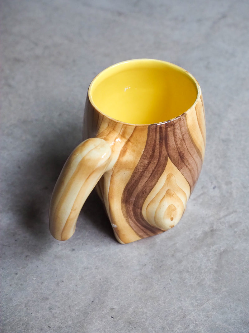 Grand mug / tasse vintage – Style Vallauris Grandjean-Jourdan – Imitation bois