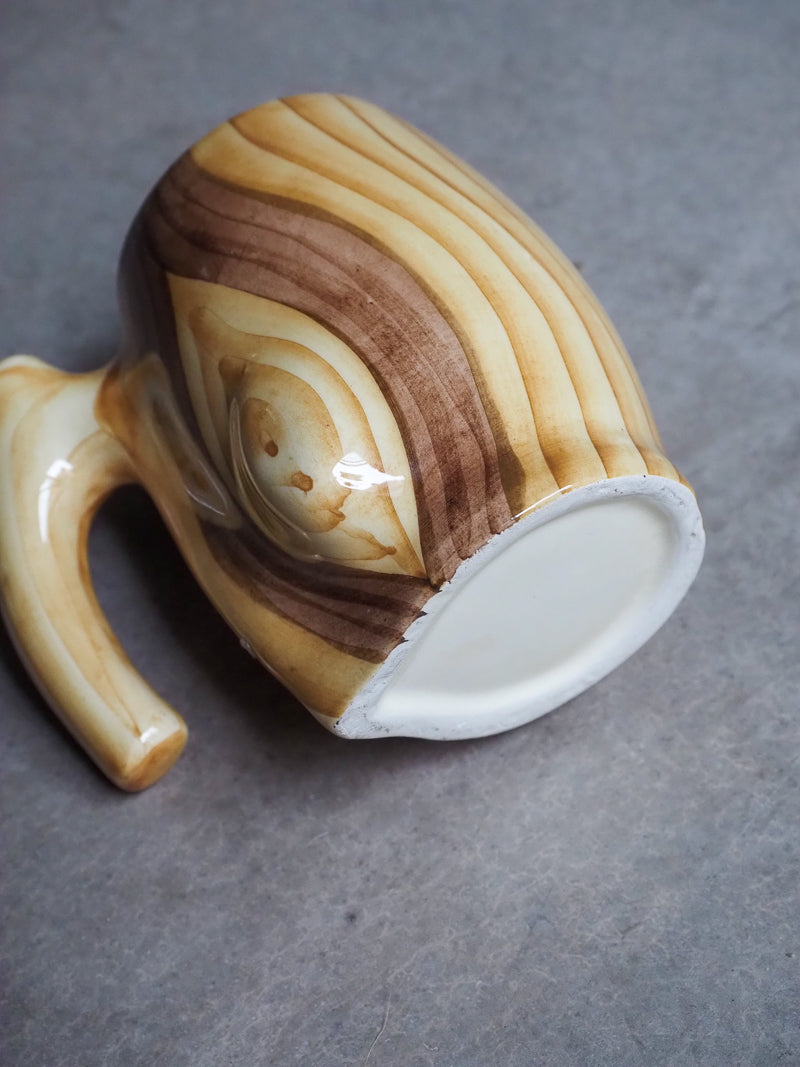 Grand mug / tasse vintage – Style Vallauris Grandjean-Jourdan – Imitation bois