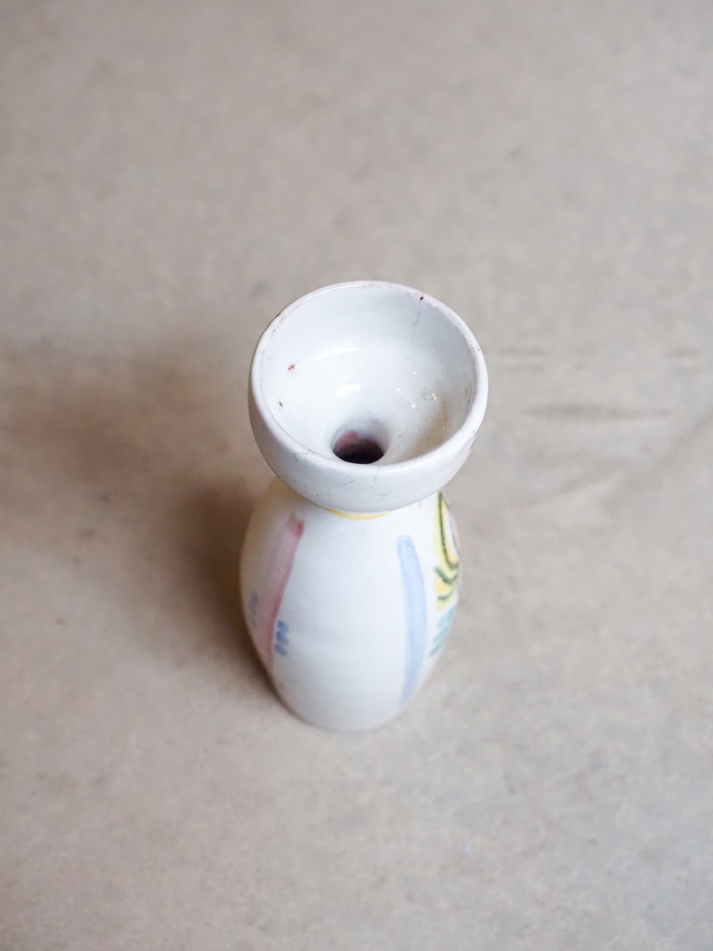 Petite Céramique / Vase à Bulbe Vintage avec visage