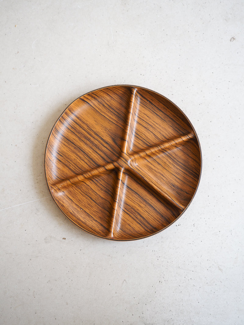 Plateau rond Caleppio plastique moulé imitation bois