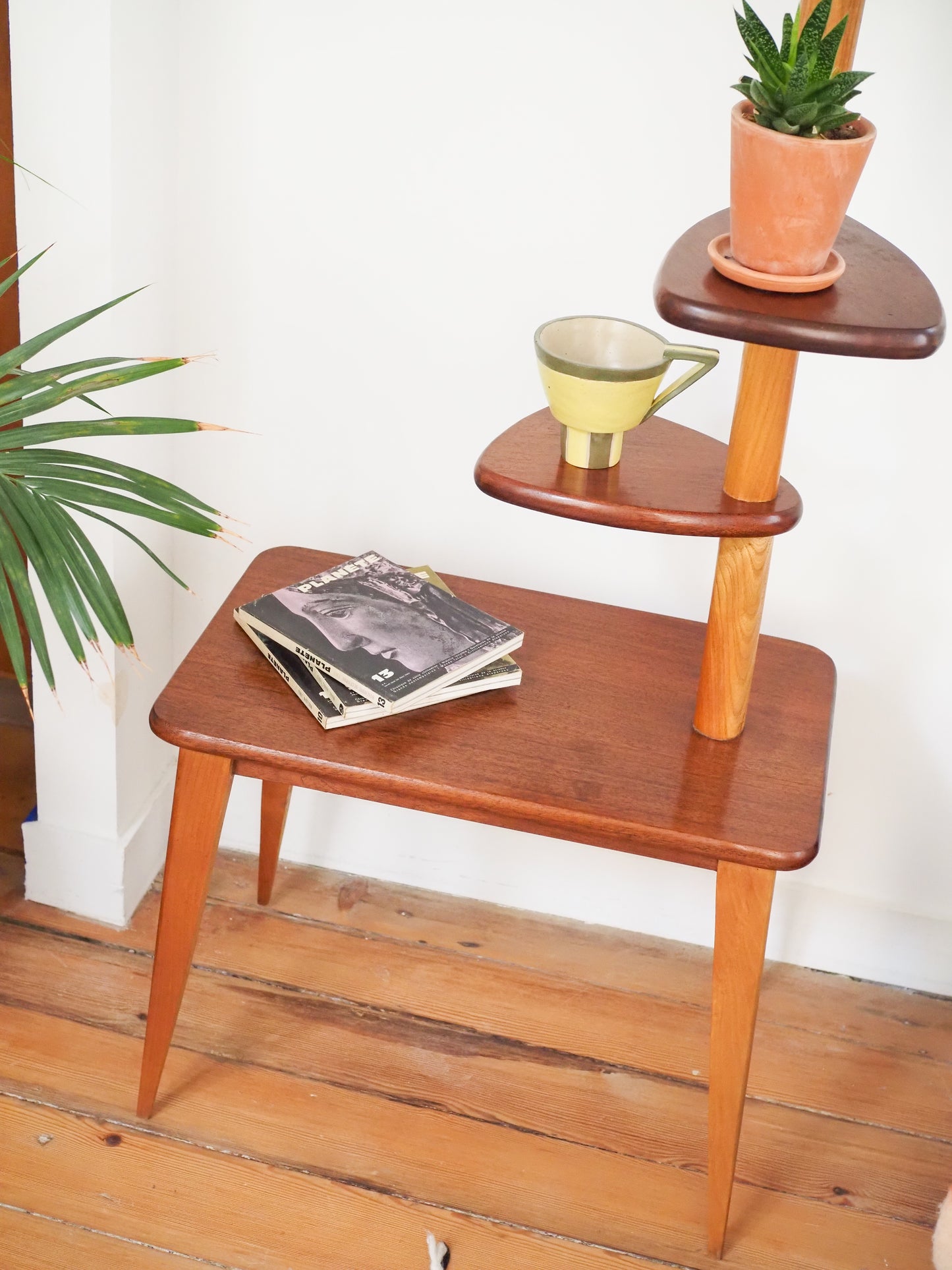 Porte-plante vintage en Teck scandinave