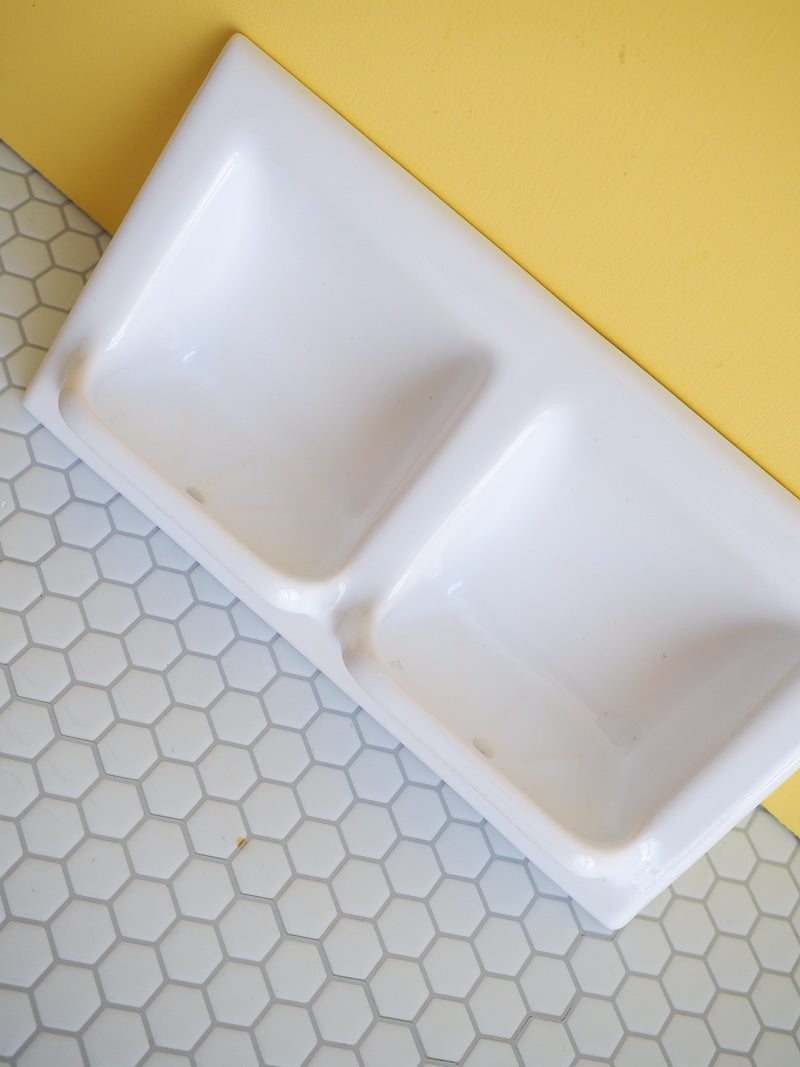 Porte-savon double encastrable en céramique