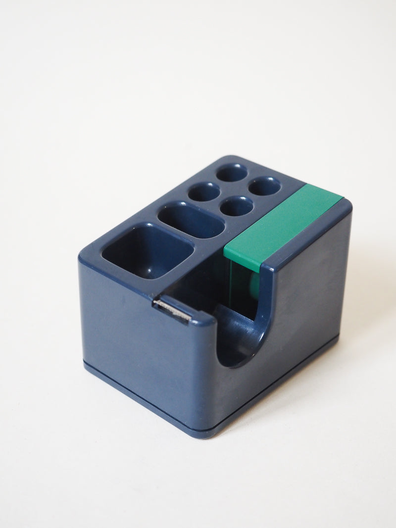 Porte-crayons vintage bleu marine avec dévidoir intégré – Space Age