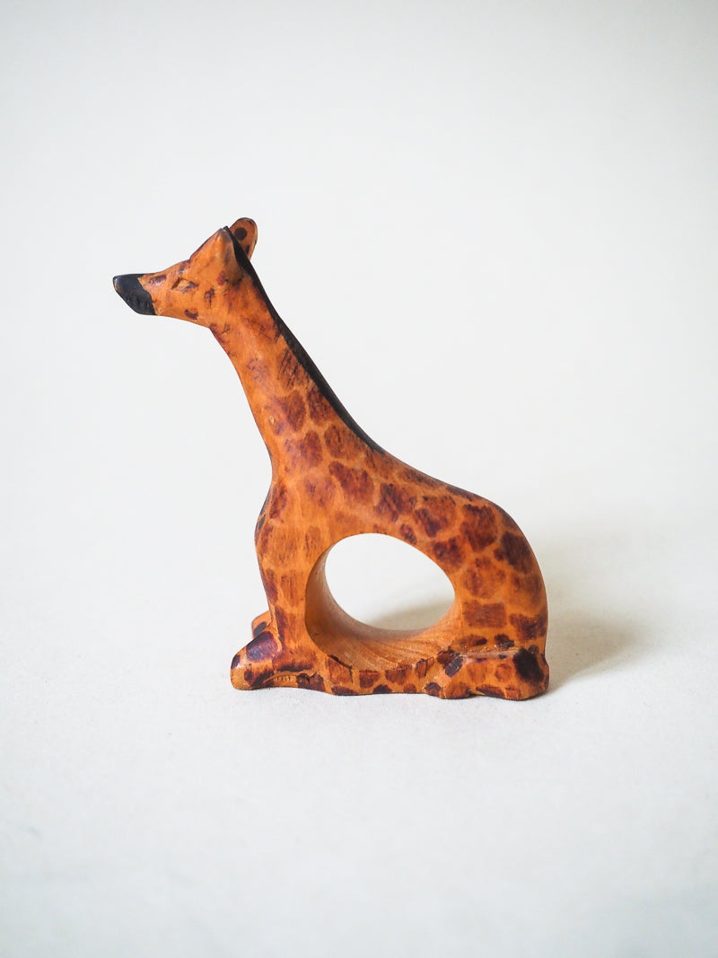 Ronds de serviette artisanaux africains – Lot de 2 – Éléphant et Girafe