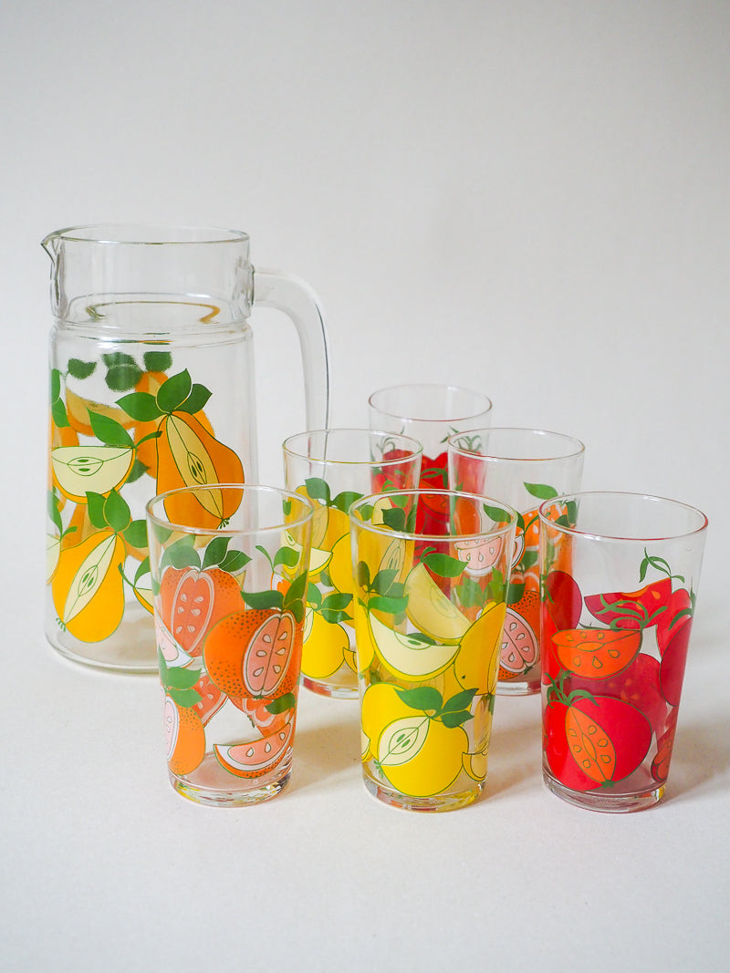 Service à orangeade fruits vintage - verre + carafe - Luminarc modèle Canada