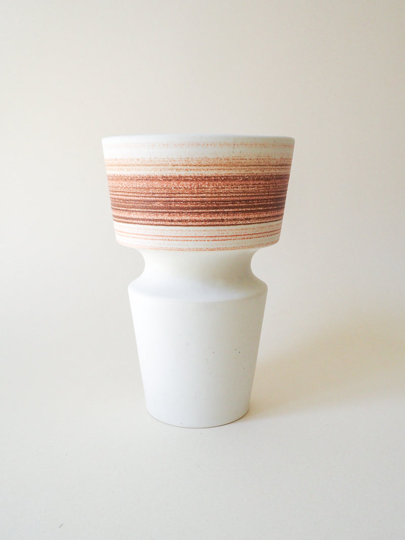 Grand vase diabolo vintage en céramique mate – Années 1950/1960