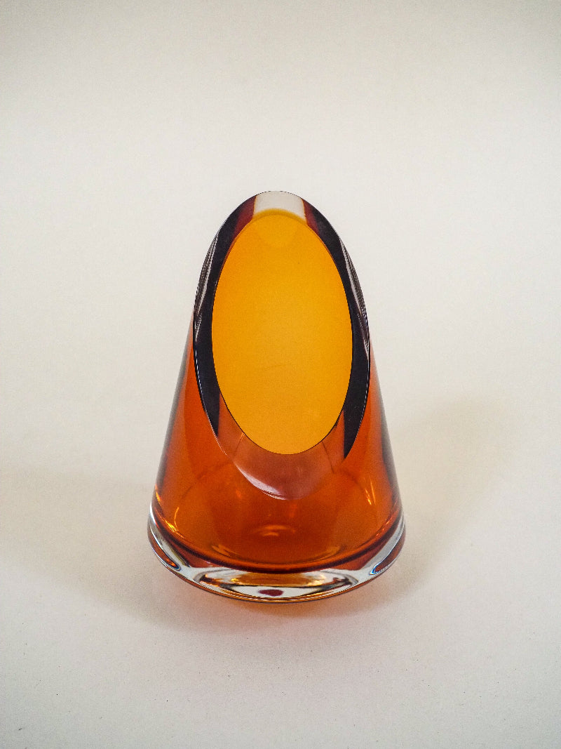 Vase en cristal orangé brun – Verrerie Badash