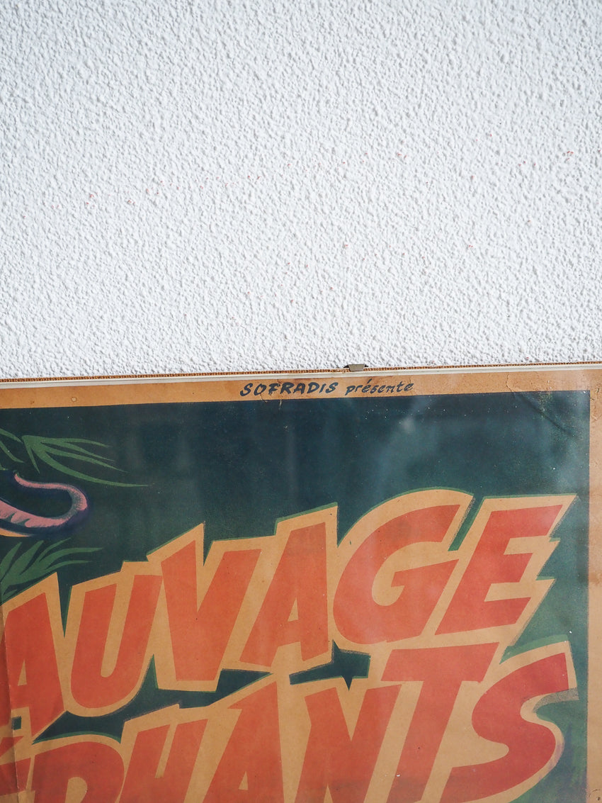 Affiche de cinéma ancienne La ruée sauvage des élephants