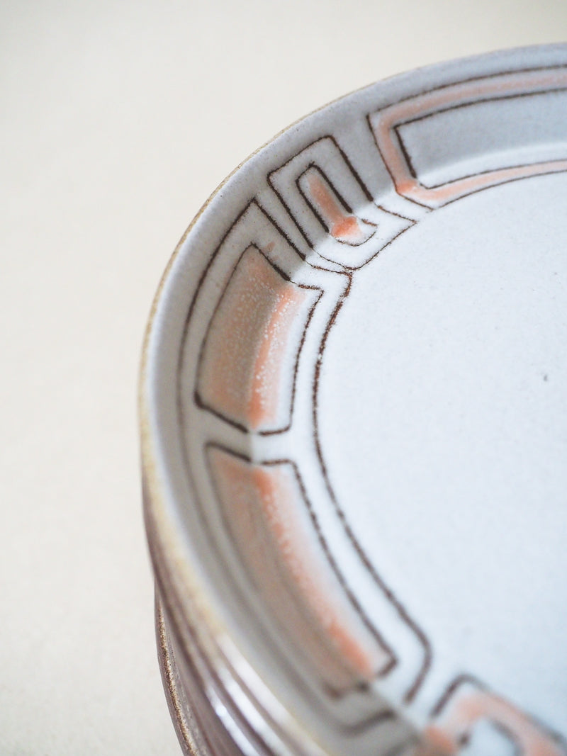 Lot de 8 assiette à dessert en grès émaillé Niderviller - décor Maillé