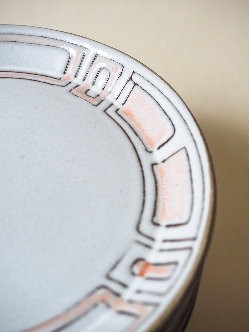 Lot de 8 assiette à dessert en grès émaillé Niderviller - décor Maillé