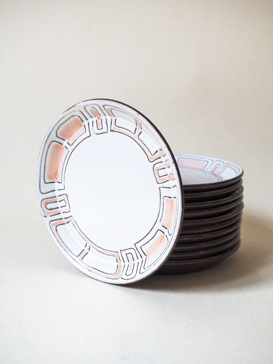 Lot de 8 assiette à dessert en grès émaillé Niderviller - décor Maillé