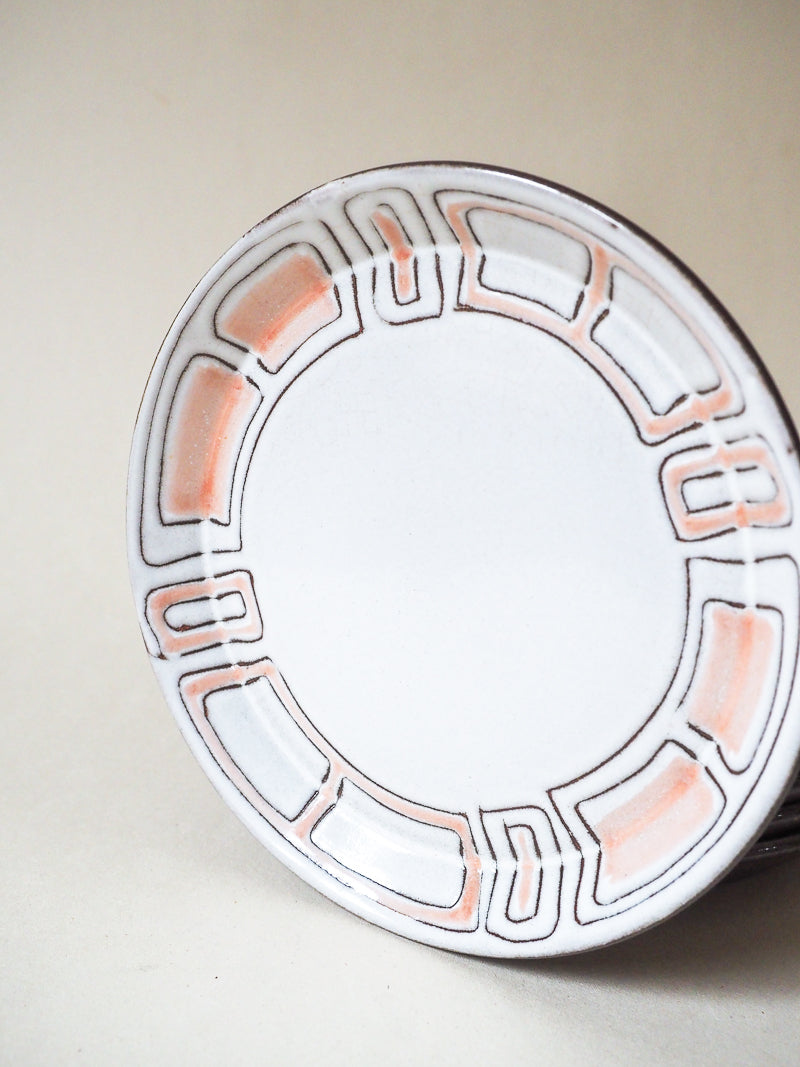 Lot de 8 assiette à dessert en grès émaillé Niderviller - décor Maillé