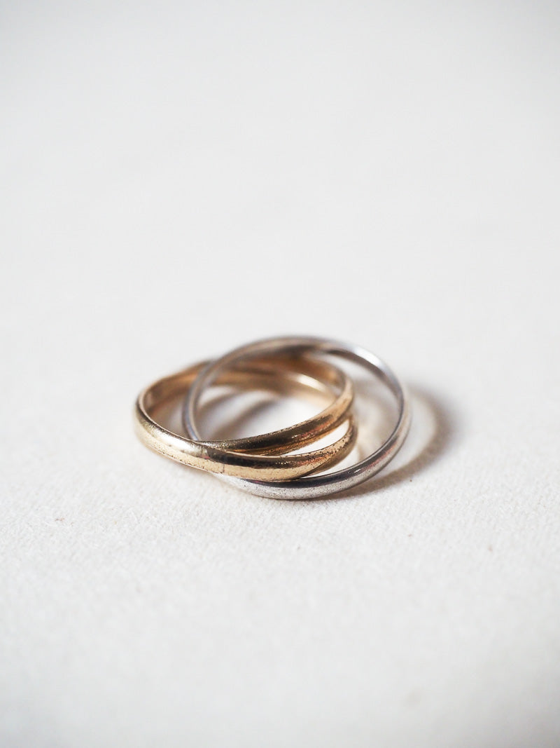 💍 Bague fantaisie plaqué or – 3 anneaux entrelacés – Style Trinity