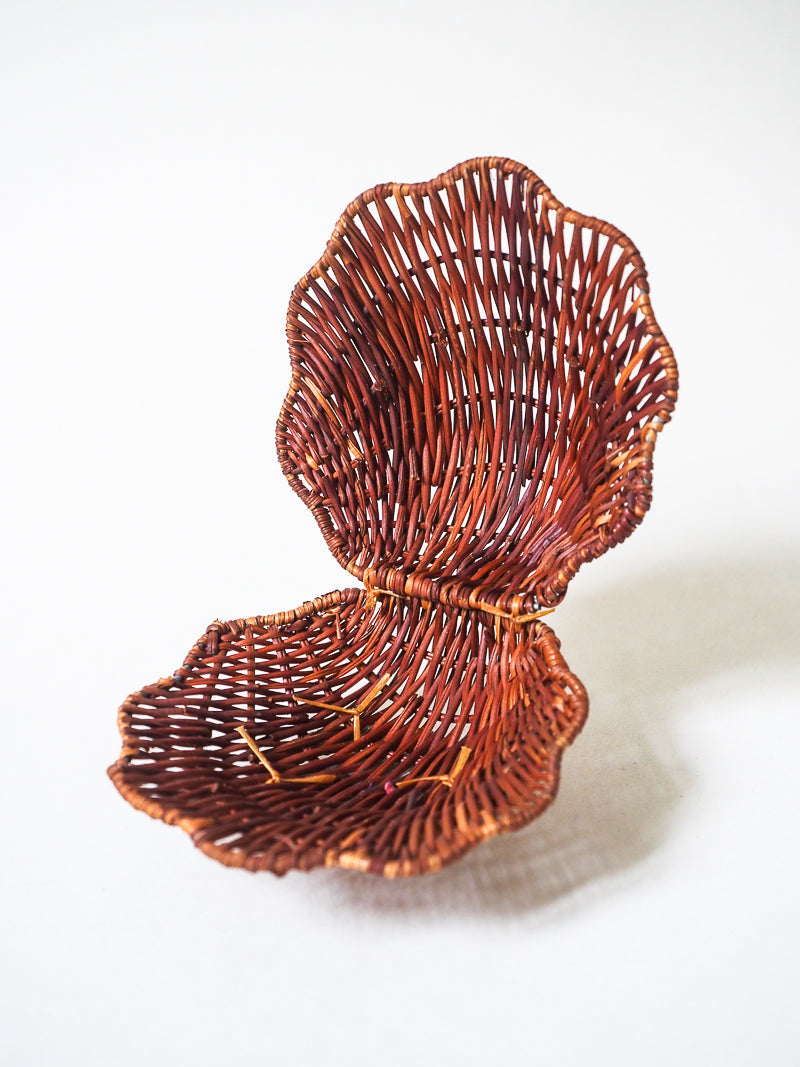 Boîte coquillage en osier tressé vintage