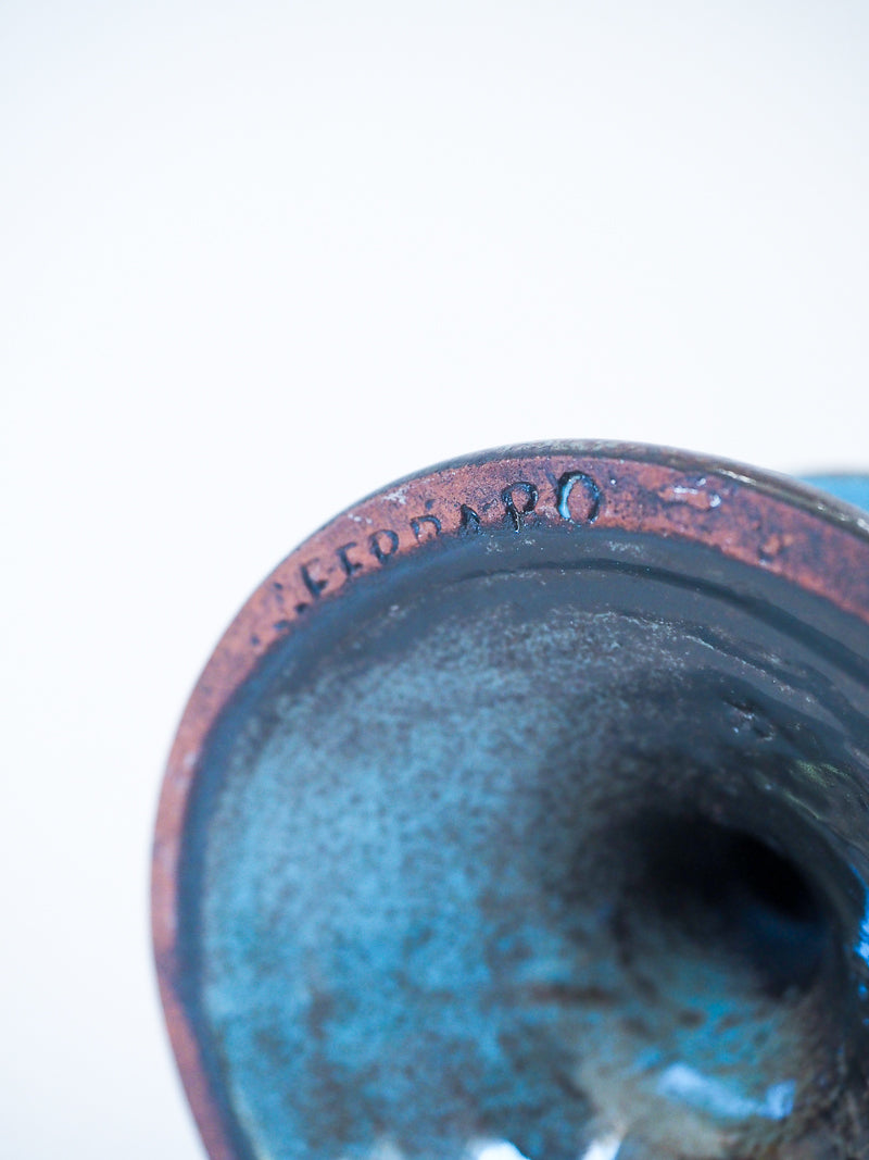 Bougeoir vintage Vallauris  signé Ferraro en céramique émaillée