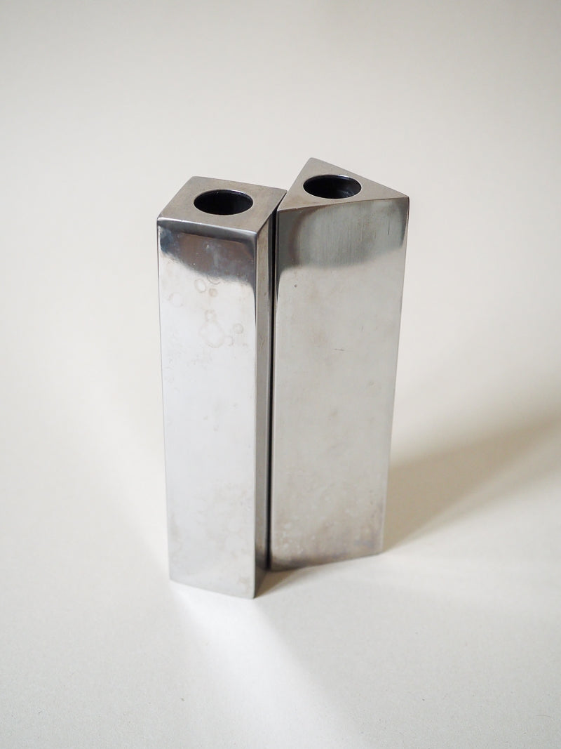 2 bougeoirs géométrique chromé