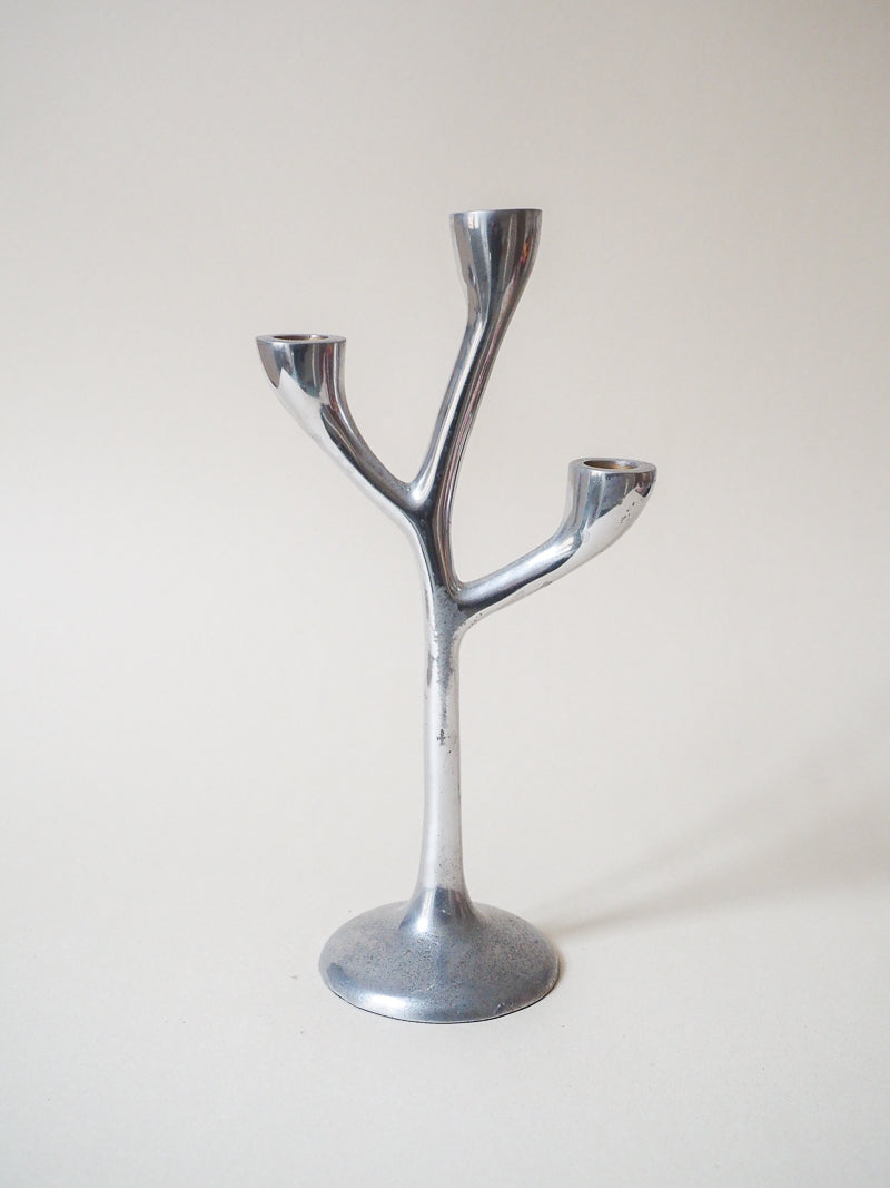 Bougeoir 3 branches metal chromé