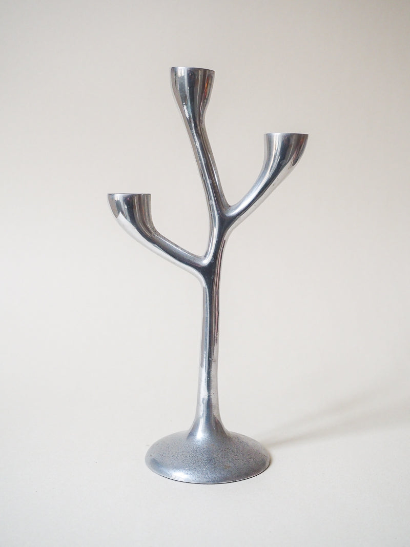 Bougeoir 3 branches metal chromé