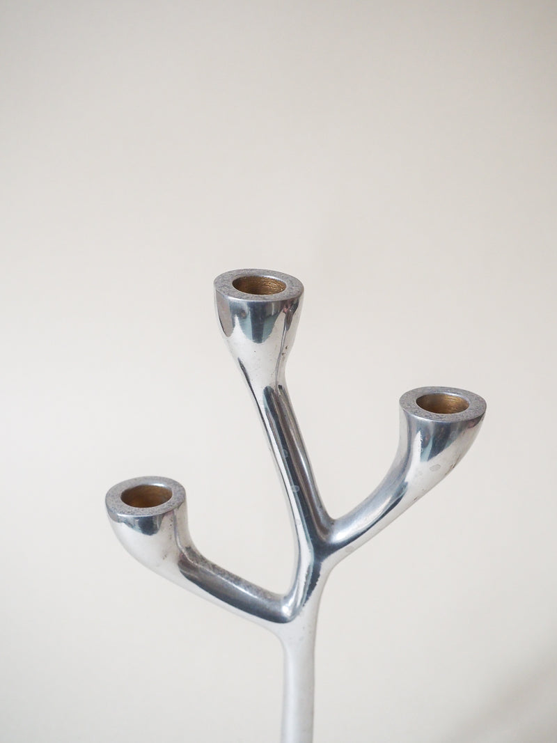 Bougeoir 3 branches metal chromé