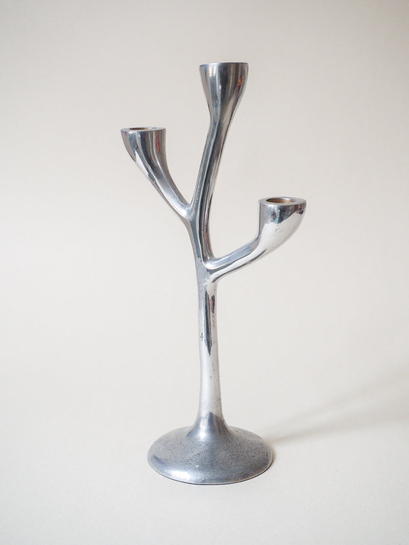 Bougeoir 3 branches metal chromé