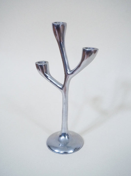 Bougeoir 3 branches metal chromé