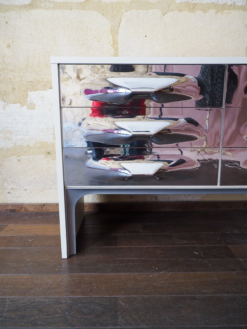 ✨ Commode DF-2000 de Raymond Loewy – façades chromées – Design Space Age années 1960