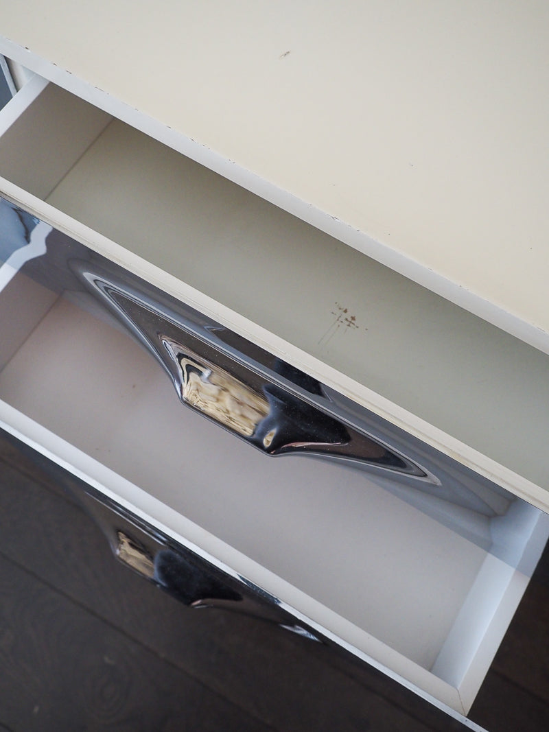 ✨ Commode DF-2000 de Raymond Loewy – façades chromées – Design Space Age années 1960