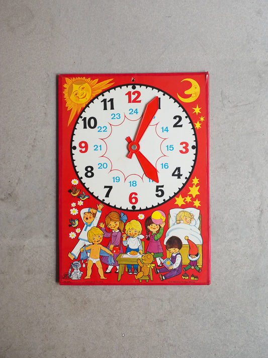 Carton éducatif et décoration mural vintage – Apprendre l’heure – Moravec-Verlag