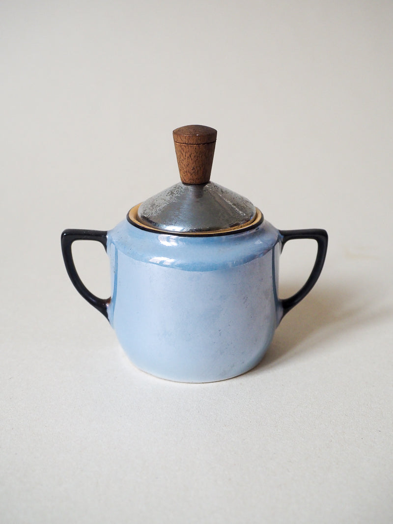 Service à thé Art déco  ALP (Tchécoslovaquie) bleu irisé et pêche