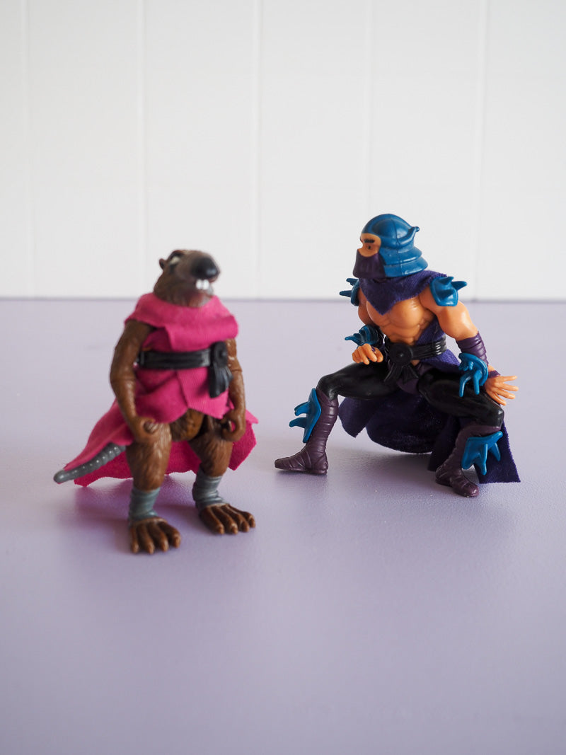 2 figurines Tortues Ninja Maître Splinter et Shredder 1988