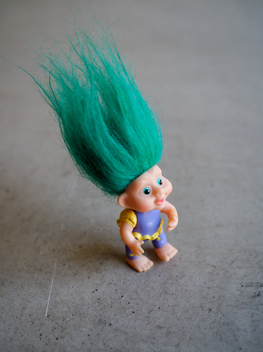 Grande figurine troll vert vintage