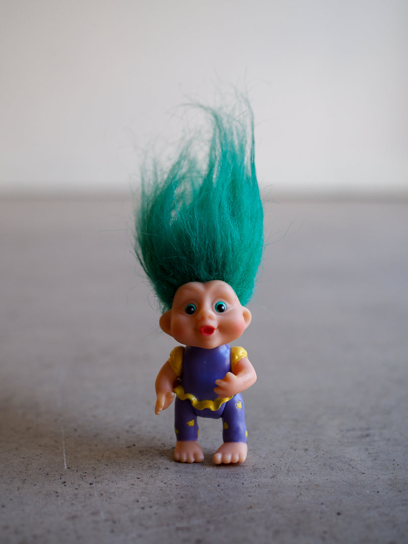 Grande figurine troll vert vintage