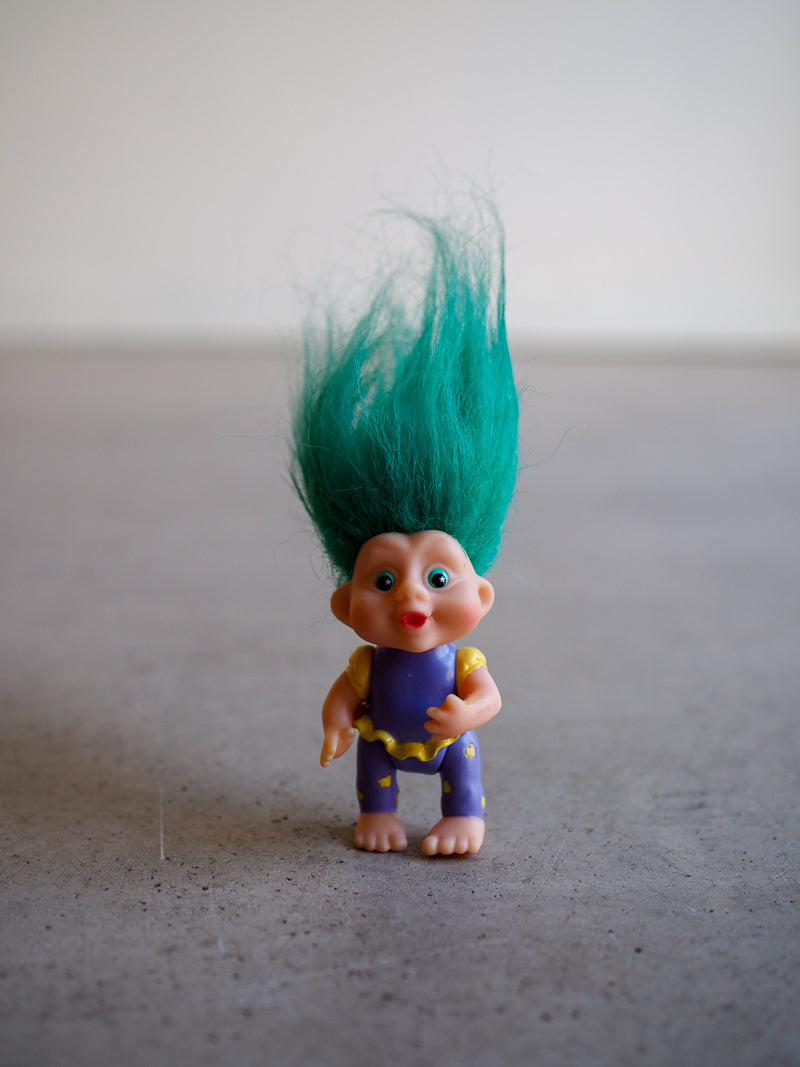 Grande figurine troll vert vintage