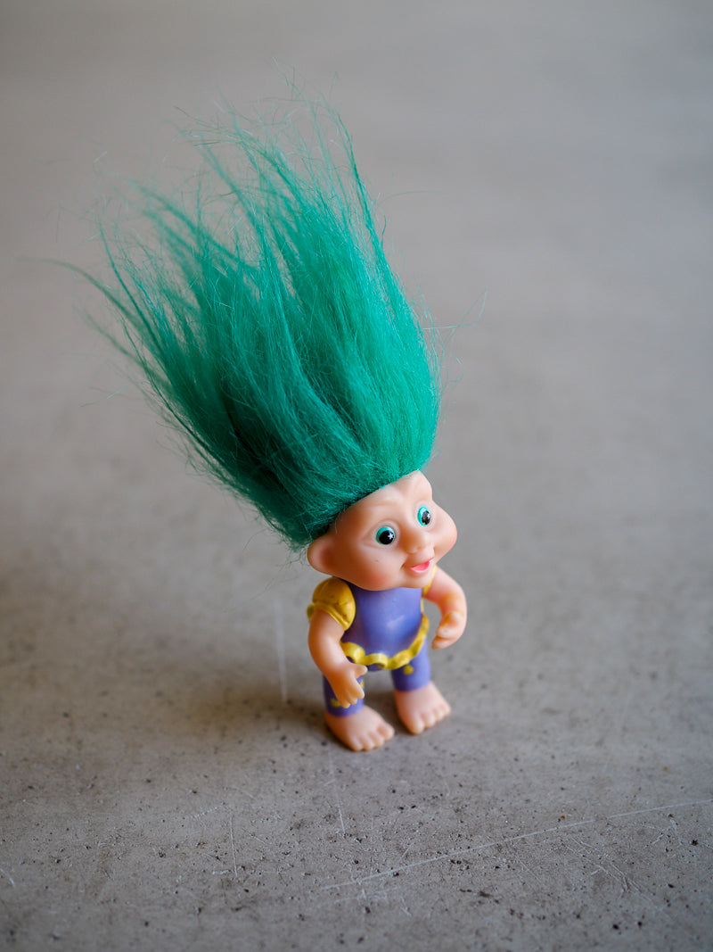 Grande figurine troll vert vintage