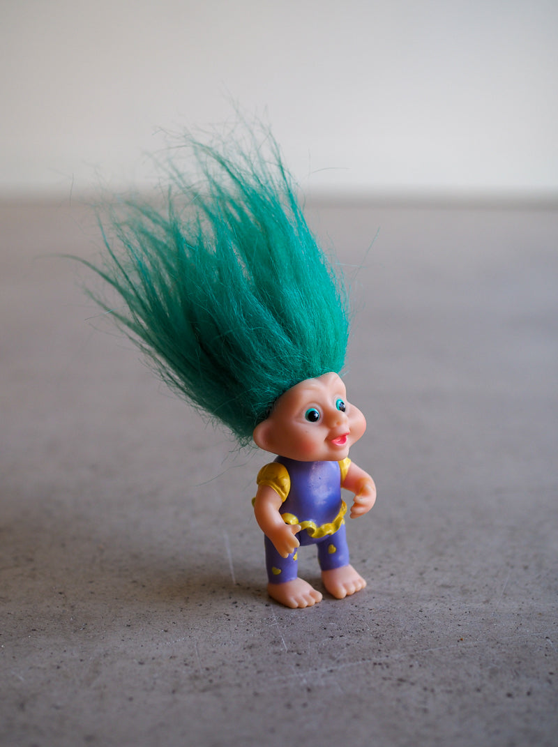 Grande figurine troll vert vintage